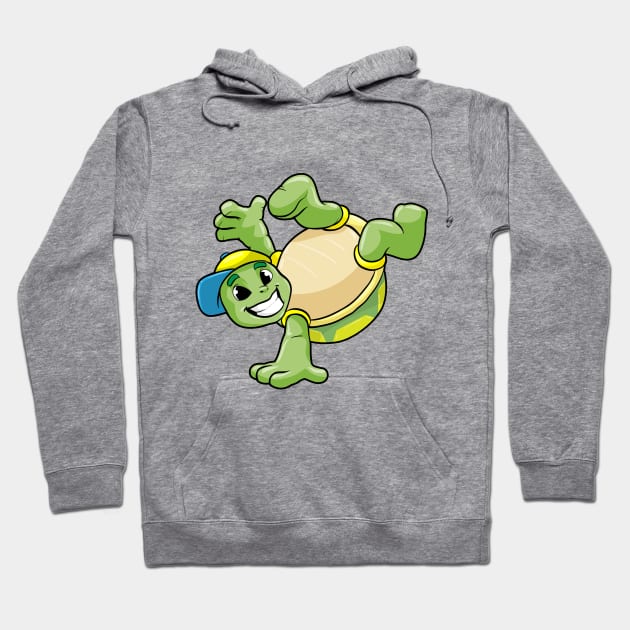 Turtle as dancer at break dance with a cap Hoodie by Markus Schnabel